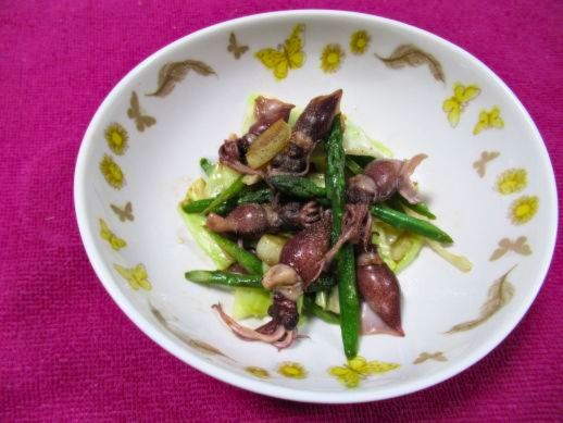 ホタルイカと春野菜のマヨぽん炒め