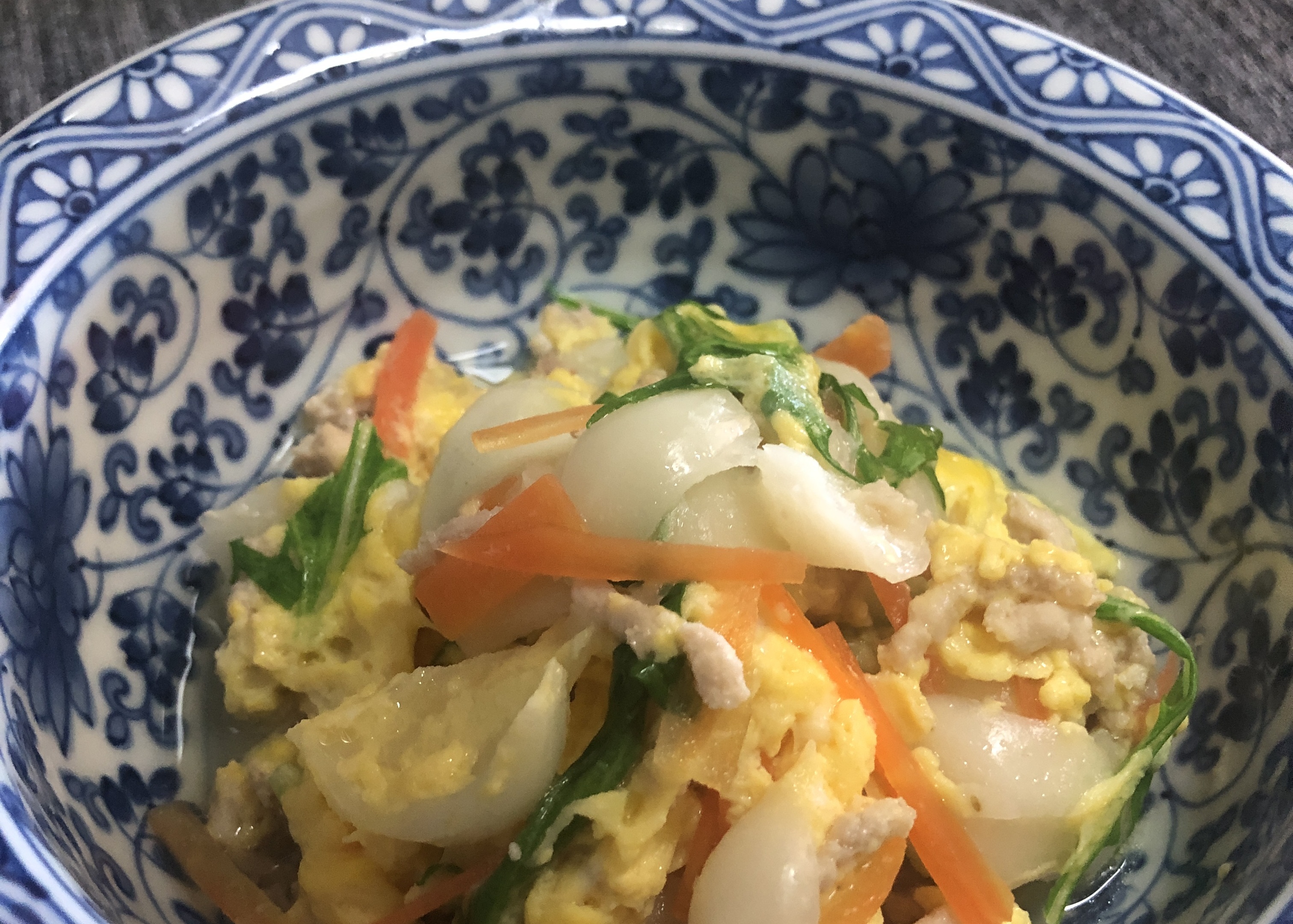 ゆり根とひき肉の卵とじ